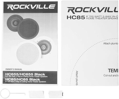 Rockville HC85 8-in 700-Watt in-Ceiling Home Theater Speakers 8-Ohm Black, Polypropylene Cone, Mylar Dome Tweeter, Paintable Grills, 4-Piece in Saudi Arabia