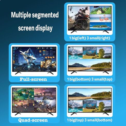 HDMI متعدد المشاهد 4 في 1، محول HDMI 4K سلس مع 9 أوضاع عرض، يدعم 4K 30 هرتز، متتالي، جهاز تحكم عن بعد بالأشعة تحت الحمراء لكاميرات الأمان وأجهزة الألعاب in Kuwait