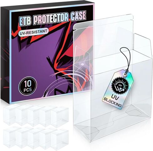 【10 Pcs UV-Blocking】 PKMN ETB Protector Case, Elite Trainer Box Protector, ETB Box Plastic Display Case-Compatible with Elite Trainer Boxes, 0.5mm Thick, Scratch-Resistant Material in Saudi Arabia