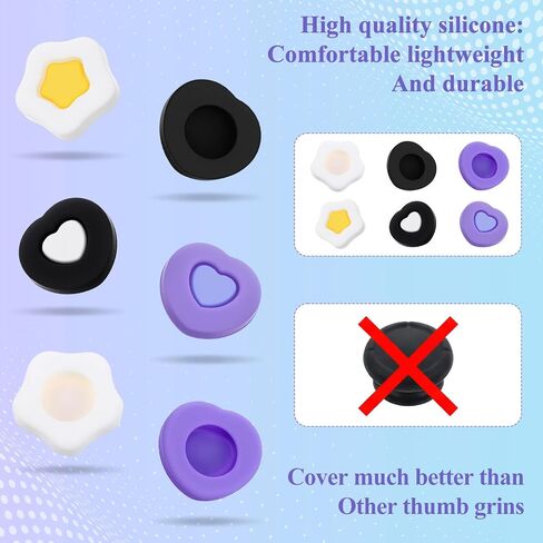 6 PCS Thumb Grips for Nintendo Switch Pro Controller - Soft Silicone Joystick Caps with Cute Heart & Star Designs | Non-Slip, Comfort & Protect | Gaming Accessories Gift for Women & Men in Kuwait