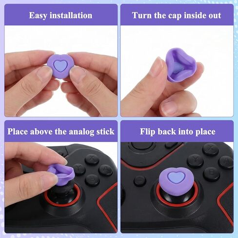 6 PCS Thumb Grips for Nintendo Switch Pro Controller - Soft Silicone Joystick Caps with Cute Heart & Star Designs | Non-Slip, Comfort & Protect | Gaming Accessories Gift for Women & Men in Kuwait
