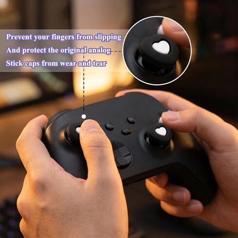 6 PCS Thumb Grips for Nintendo Switch Pro Controller - Soft Silicone Joystick Caps with Cute Heart & Star Designs | Non-Slip, Comfort & Protect | Gaming Accessories Gift for Women & Men in Kuwait