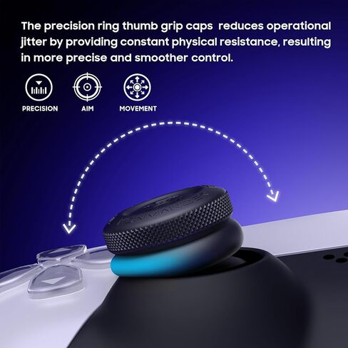 مقابض إبهام بحلقات دقيقة 2 في 1 لأجهزة PS4، وPS5، ووحدة تحكم Switch Pro - غطاء عصا التحكم التناظري للمساعدة في التحكم، وملحقات وحدة التحكم المضادة للانزلاق، 3 أزواج (6 عبوات) in Saudi Arabia