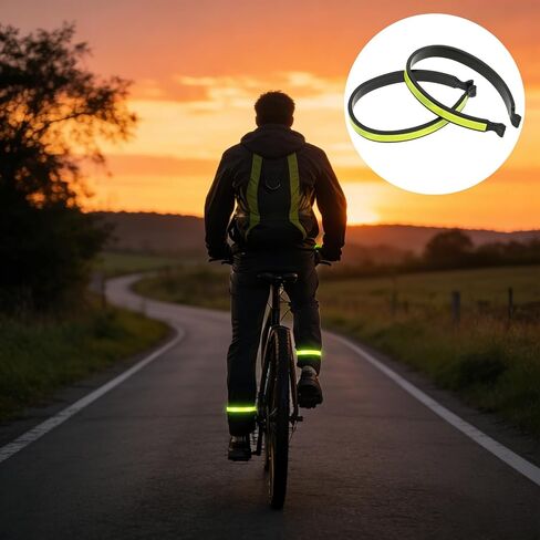2 Pcs Reflective Cycling Trouser Clips, Cycling Ankle Safety Bands Bike Trouser Clips Reflective Bicycles Trousers Wrap Clip High Visibility Pant Leg Cuff Clip for Outdoor Recreation Fluorescent Green in Saudi Arabia