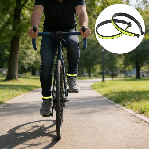 2 Pcs Reflective Cycling Trouser Clips, Cycling Ankle Safety Bands Bike Trouser Clips Reflective Bicycles Trousers Wrap Clip High Visibility Pant Leg Cuff Clip for Outdoor Recreation Fluorescent Green in Saudi Arabia