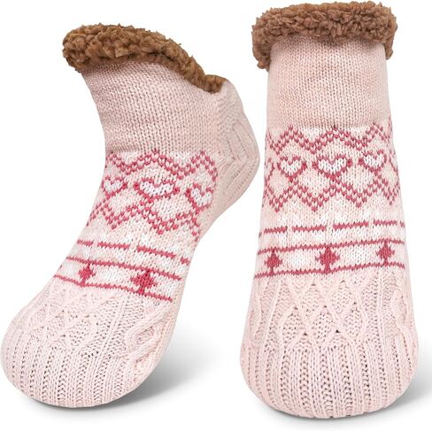 جوارب ZAKASA Fuzzy Slipper للنساء: جوارب شتوية دافئة منتفخة ومريحة ومبطنة بالصوف السميك ومريحة وغير قابلة للانزلاق في المنزل in Kuwait