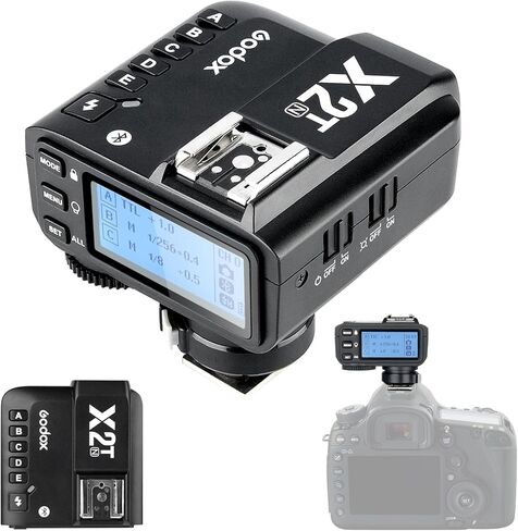 Godox X2T -N TTL Wireless Flash Trigger لـ Nikon - 2.4G 100M Range ، 1/8000S HSS ، مع حذاء ساخن لاتصال الفلاش ، 5 مجموعات و 32 قناة ، التحكم في تطبيق Bluetooth ، متوافق مع Nikon Cameras in Saudi Arabia