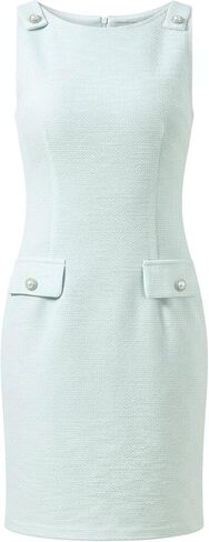 Allegra K Tweed Dress for Women's Sleeveless Boat Neck Work A-Line Office Elegant Sheath Dress in Saudi Arabia