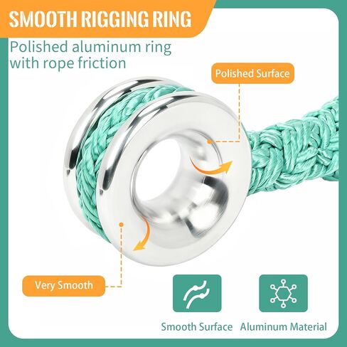 tonchean Rigging Ring Sling Rope 3/4 "× 7.22FT Arboart Rope Sling مع 28 مم القطر الداخلي حلقة تزوير الألومنيوم 7 جيوب تعديل تزوير كتلة حبال، 14600 رطل MBS in Saudi Arabia