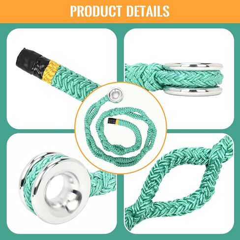 tonchean Rigging Ring Sling Rope 3/4 "× 7.22FT Arboart Rope Sling مع 28 مم القطر الداخلي حلقة تزوير الألومنيوم 7 جيوب تعديل تزوير كتلة حبال، 14600 رطل MBS in Saudi Arabia