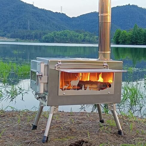 Stove Pipe Flue Extension Stainless Steel Tent Stove Chimney Pipe 2.36"x 11.8" Chimney Pipes Camping Stove Accessories, 4 Sections in Saudi Arabia