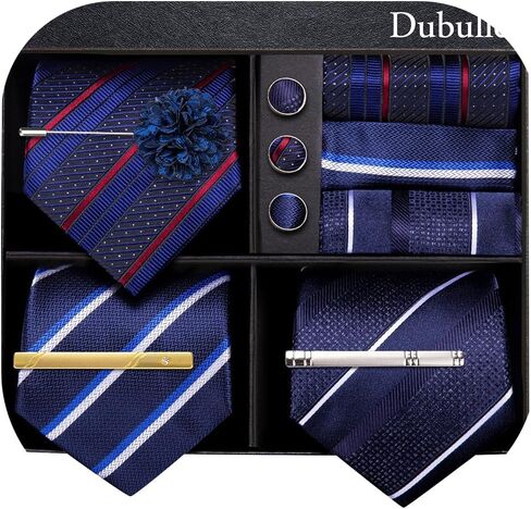 Dubulle رجل شريط بيزلي التعادل مجموعة 3 قطعة هدية صندوق ربطة العنق كليب التلبيب دبوس جيب مربع أزرار أكمام الزفاف in Kuwait