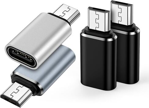 USB C to Micro USB Adapter, 4-Pack Type C Female to Micro USB Male Convert Connector Support Charge & Data Sync for Samsung Galaxy S7/S6/Edge/J7/J3/Note 5/4, Nexus 5/4, and Micro USB Devices, Black in Saudi Arabia
