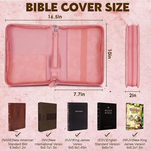 Bible Case, Bible Cover Case for Women with Detachable Shoulder Strap & Wristlet Strap, Christian Gifts for Woman, PU Leather Bible Cover, Church Bag with Bible Study Supplies, Brown,10" x 7" x 1.9" in Saudi Arabia