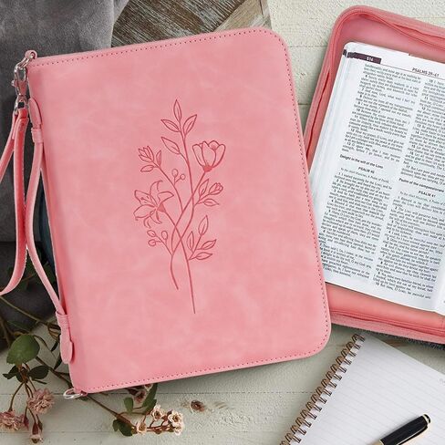 Bible Case, Bible Cover Case for Women with Detachable Shoulder Strap & Wristlet Strap, Christian Gifts for Woman, PU Leather Bible Cover, Church Bag with Bible Study Supplies, Brown,10" x 7" x 1.9" in Saudi Arabia