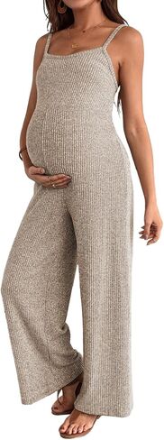 BLENCOT Jumpsuits for Women Casual Sleeveless Adjustable Strap Ribbed Wide Leg Long Pants Romper Maternity Clothes in Saudi Arabia