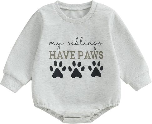 Newborn Baby Boy Girl Bubble Romper My Siblings Have Paws Long Sleeve Onesie Bodysuit Cute Fall Winter Clothes in Saudi Arabia