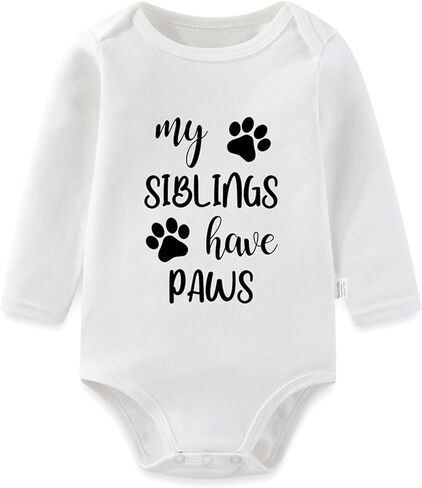My Siblings Have Paws Long Sleeve Baby Bodysuits, Newborn Essentials, Animal Romper Playsuit Girls Boys 0-24 Months in Saudi Arabia