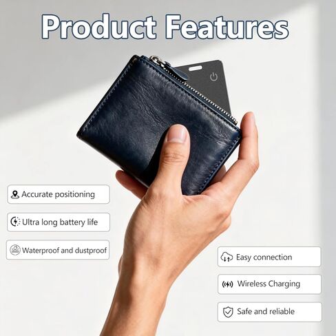 Wallet Tracker Card,MFi Certified Smart Tracker Compatible with iOS-Find My App,Ultra Slim 0.07in,IP68 Waterproof,Supports Wireless chargingTracker Card for Wallets,Passports,Luggage and Pets in Saudi Arabia