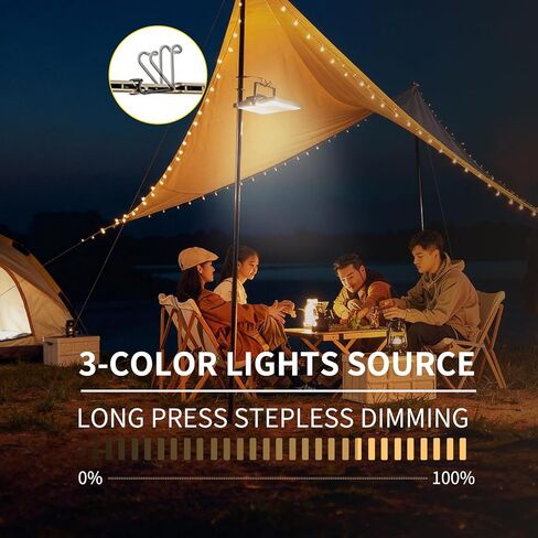 1500LM مصباح عمل LED محمول قابل للطي، فانوس تخييم قابل لإعادة الشحن، مصابيح تخييم USB-C، 5 أوضاع و3 مصادر إضاءة، مصابيح خيمة محول لولبي 1/4 بوصة، ضوء كشاف لانقطاع التيار الكهربائي، المرآب، إضاءة موقع العمل in Kuwait