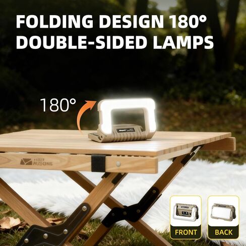 1500LM مصباح عمل LED محمول قابل للطي، فانوس تخييم قابل لإعادة الشحن، مصابيح تخييم USB-C، 5 أوضاع و3 مصادر إضاءة، مصابيح خيمة محول لولبي 1/4 بوصة، ضوء كشاف لانقطاع التيار الكهربائي، المرآب، إضاءة موقع العمل in Kuwait
