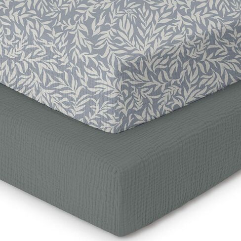 Muslin Crib Sheets–100% Organic Cotton Baby Sheets for Boys & Girls,2 Pack Muslin Mini Crib Sheets for Toddler Mattress,Breathable Crib Mattress Sheets 28''x52''(Flower) in Saudi Arabia