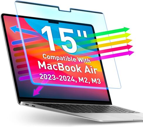 VINTEZ Magnetic Blue Light Screen Protector Compatible With MacBook Air 15" 2023, 2024, 2025, M2, M3 Anti Blue Light Blocking Filter for Laptop in Saudi Arabia