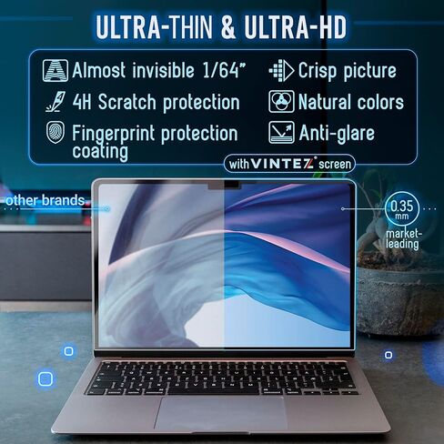 VINTEZ Magnetic Blue Light Screen Protector Compatible With MacBook Air 15" 2023, 2024, 2025, M2, M3 Anti Blue Light Blocking Filter for Laptop in Saudi Arabia