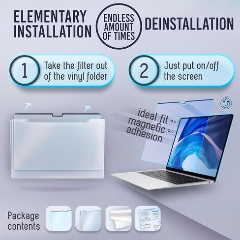 VINTEZ Magnetic Blue Light Screen Protector Compatible With MacBook Air 15" 2023, 2024, 2025, M2, M3 Anti Blue Light Blocking Filter for Laptop in Saudi Arabia
