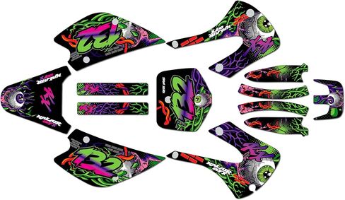 مجموعة رسومات لـ Kawasaki KX85 / KX100 (2001-2013) CORE Series Green 16 Mil - ملصقات للدراجات النارية للدراجة الترابية، ملحقات سيارات سباق الدراجات النارية بدون بلاستيك in Kuwait