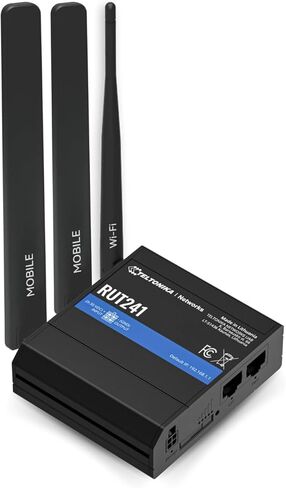 Teltonika RUT241098000 (الإصدار الأمريكي) جهاز التوجيه الخلوي 4G LTE الصناعي، جهاز توجيه 4G LTE Wi-Fi، تجاوز الفشل التلقائي، VPN متقدم، معتمد من Verizon/AT&T/T-Mobile in Kuwait