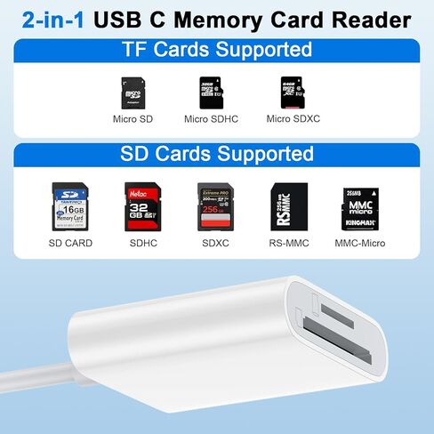 USB to USB C SD Card Adapter for iPhone 17 Pro/16/15 Pro Max,2 in 1 USB C to SD/TF Memroy Camera Card Reader Adapter for Samsung Galaxy S25 Ultra/S24/S23/S22/S21/iPad Pro/MacBook Pro/Air/Computer/PC in Saudi Arabia