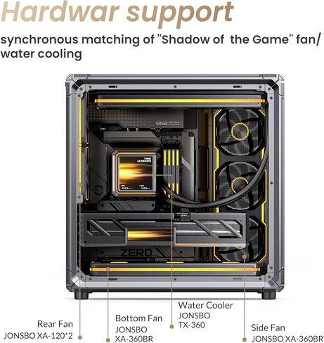 JONSBO X400 Gray ATX PC Case, Back-Connect Desktop Case,MB Auxiliary Air Guidance Cooling System, E-Sport Assistant,3 Sides SP 360 AIO,SP 427mm GPU, ATX<180mm,Compatibility/Heat Dissipation,Gray in Saudi Arabia