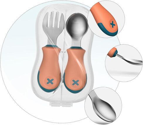 مجموعة واحدة من توياندونا من الفولاذ المقاوم للصدأ وشوكة وملعقة أدوات مائدة مناسبة للطعام للأولاد والبنات، تصميم لتناول الطعام من أجل تغذية آمنة للأولاد والبنات in Kuwait