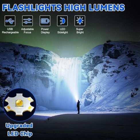 3Pack Rechargeable Flashlights, 7Mode Flashlights High Lumens, Super Bright LED Flashlight, Adjustable Tactical Flash Light, High Powered Flash Light, Handheld Flashlight for Home Emergency Camping in Saudi Arabia