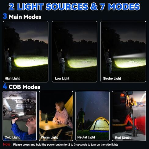 3Pack Rechargeable Flashlights, 7Mode Flashlights High Lumens, Super Bright LED Flashlight, Adjustable Tactical Flash Light, High Powered Flash Light, Handheld Flashlight for Home Emergency Camping in Saudi Arabia