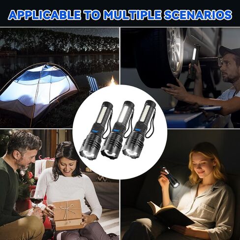 3Pack Rechargeable Flashlights, 7Mode Flashlights High Lumens, Super Bright LED Flashlight, Adjustable Tactical Flash Light, High Powered Flash Light, Handheld Flashlight for Home Emergency Camping in Saudi Arabia