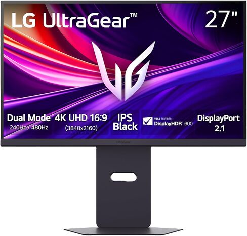 LG 27G810A-B شاشة ألعاب Ultragear 4K UHD (3840 x 2160) IPS مقاس 27 بوصة، وضع مزدوج UHD 180 هرتز أو FHD 360 هرتز، 1 مللي ثانية، NVIDIA G-Sync، AMD FreeSync Premium، VESA DisplayHDR 400، HDMI 2.1، أسود in Kuwait