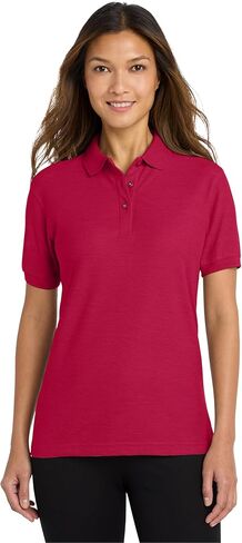 Port Authority Ladies Silk Touch Polo Shirt, XL, Black in Saudi Arabia