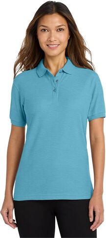 Port Authority Ladies Silk Touch Polo Shirt, XL, Black in Saudi Arabia