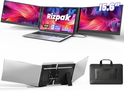 One Cable Laptop Screen Extender, 15.6" Ultra-Slim Triple Portable Monitor, 1080P FHD IPS Display, USB-C/USB-A Connection, Travel Monitor for 13–17.3" Laptops, MacOS/Windows/Android in Saudi Arabia