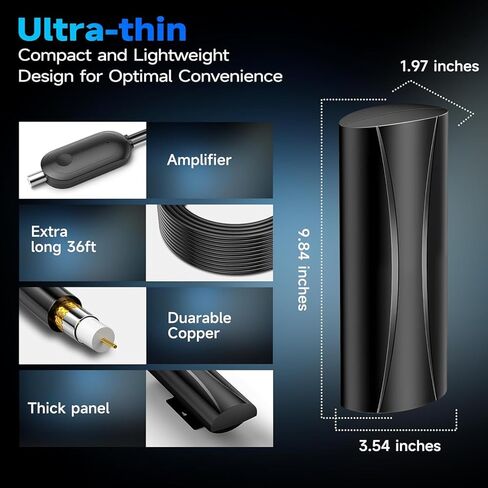 2200+ Miles Range TV Antenna Indoor, 2026 Long Range Antenna for Smart TV and Old TV, 360° Reception Digital TV Antenna for Local Channels-20ft Coaxial Cable-Supports 4K 1080P in Saudi Arabia