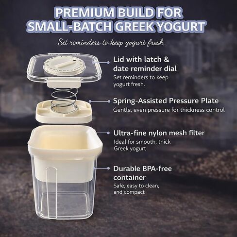 Yogurt Dehydrator, Small-Batch Greek Yogurt Maker with Built-In Date Reminder Fresh, Simple & Just the Right Amount — Food-Grade BPA-Free Materials in Saudi Arabia
