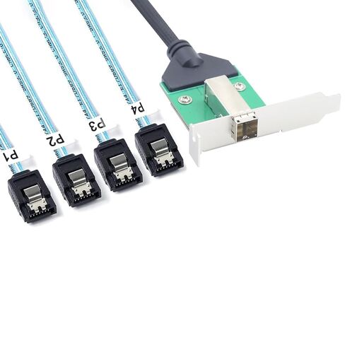 Mini SAS HD SFF-8644 أنثى مع مزلاج إلى 4X كابل SATA 7Pin، كابل بيانات القرص الصلب للخادم عالي السرعة 12 جيجابت في الثانية - متوافق مع وحدة تحكم RAID، محطة العمل، توسيع التخزين (0.5 متر/19.68 بوصة) in Saudi Arabia