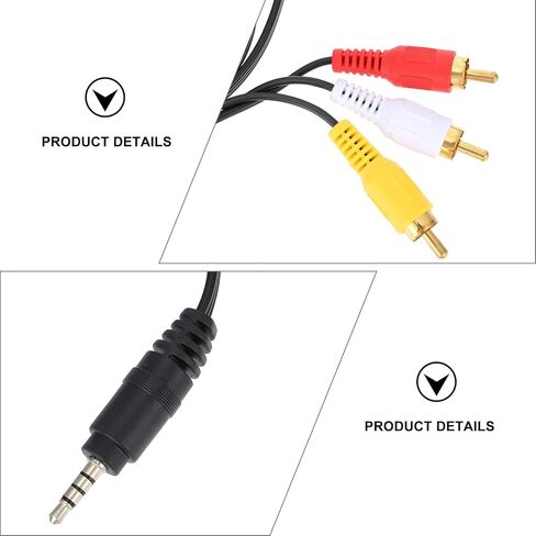 VALICLUD 2 قطعة 3.5 مللي متر إلى 3-Pin كابل AV الصوت والفيديو الفاصل الحبل للتلفزيون VCR DVD المسرح المنزلي والإلكترونيات ستيريو السيارة in Kuwait