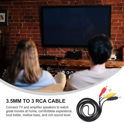 VALICLUD 2 قطعة 3.5 مللي متر إلى 3-Pin كابل AV الصوت والفيديو الفاصل الحبل للتلفزيون VCR DVD المسرح المنزلي والإلكترونيات ستيريو السيارة in Kuwait