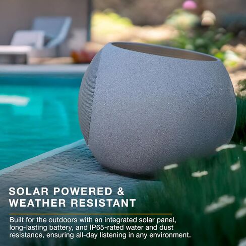 Victrola Zen – Wireless Outdoor Bluetooth Solar Speaker – IP65 Weather Resistant, Solar Charging, Multi-Speaker Connection Using Auracast (Each, Stone) in Saudi Arabia