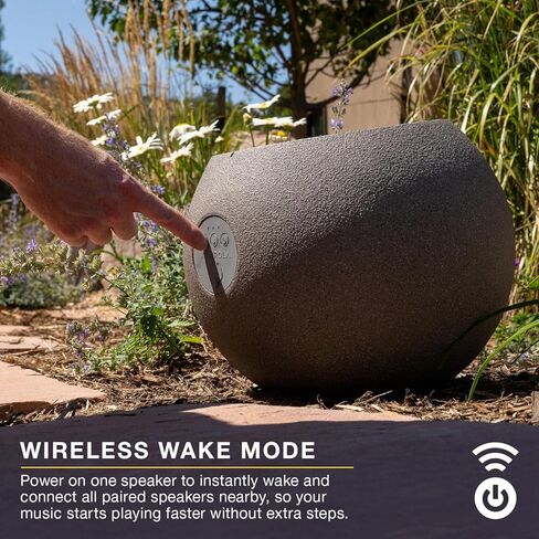 Victrola Zen – Wireless Outdoor Bluetooth Solar Speaker – IP65 Weather Resistant, Solar Charging, Multi-Speaker Connection Using Auracast (Each, Stone) in Saudi Arabia