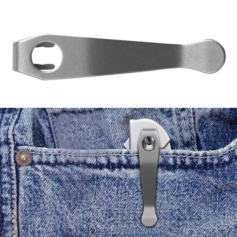2pcs Titanium Deep Pocket Clips Carry Clip Fit for Spyderco para 3 Lightweight (Stonewash) in Saudi Arabia