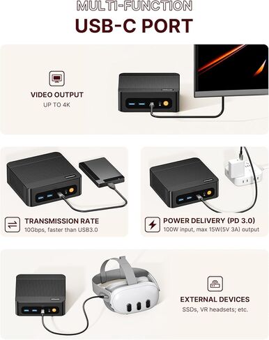 N4 Mini PC 11 Pro، Ryzen 9 6900HX (يصل إلى 4.9 جيجا هرتز)، Radeon 680M GPU، كمبيوتر مكتبي للألعاب، ذاكرة الوصول العشوائي LPDDR5 سعة 32 جيجابايت، 1 تيرابايت SSD، شبكة NIC LAN مزدوجة بسرعة 1000 ميجا بت في الثانية، شاشة ثلاثية 4K، WiFi 6E، BT5.3 in Kuwait